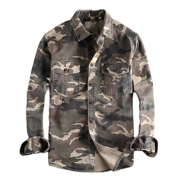 Herrar Militär Camouflage Skjorta Uniform black xxl