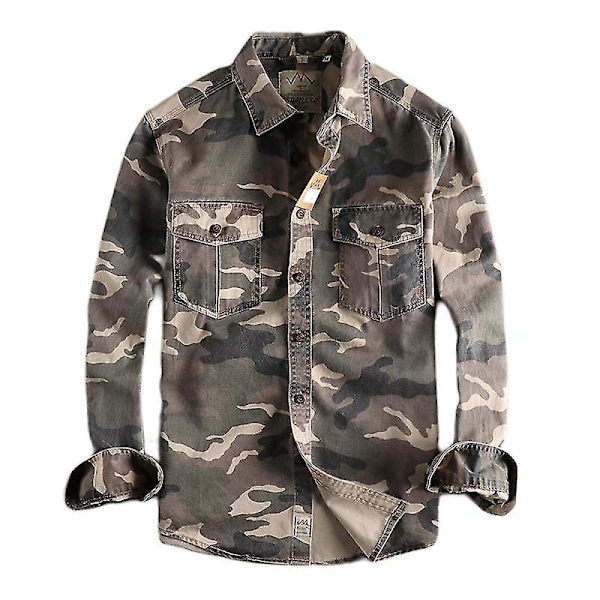 Herrar Militär Camouflage Skjorta Uniform green card m