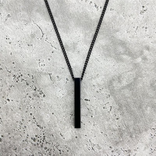 Rektangulärt Hängsmycke för Män Klassisk Kubansk Kedja Black 55cm