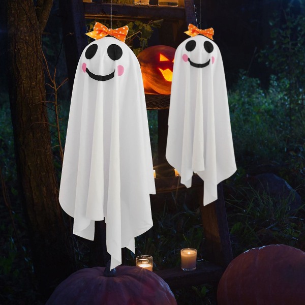Halloween Spöke Hängande Spöke Trädgård Skräck Dekoration Hänge Plats Layout Rekvisita Vit Spökdörr G184 24x62cm