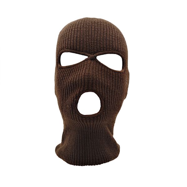 Varm Unisex Balaclava Mask med 3 Hål för Vinter Coffee