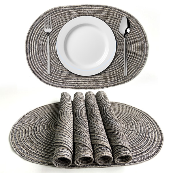 Best Supply ovala bordstabletter Tvättbara bordstabletter 19,6 X 13,7 tum för köksbord Grey