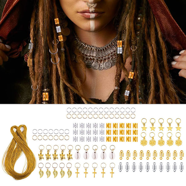 Dreadlocks Hårtillbehör Bladformad Snöflinga Clip Hårband Repflätor Hårringar för Kvinnor och Män, Variationspaket, Lätt att Använda