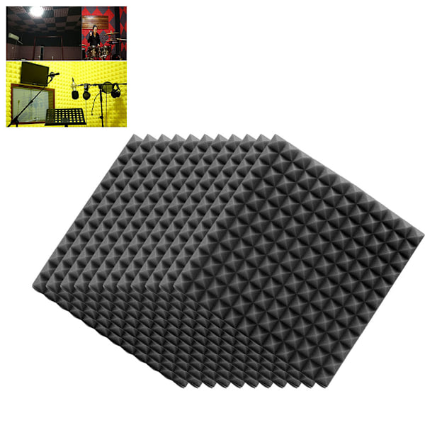 Studio Akustikbehandlingspaneler 12-pack Pyramid Ljudabsorberande Skumplattor för Hemmastudio, Teater, Musikrum, Kontorsljudisolering