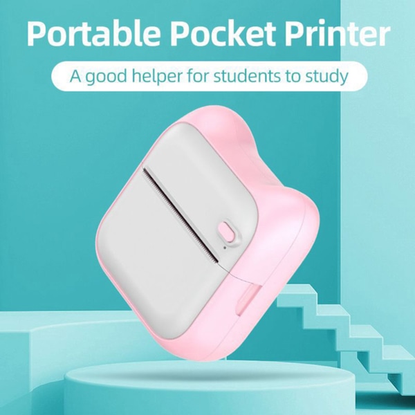 Mini Trådlös Termisk Skrivare Bärbar Etikettmaskin för Android & IOS-Enheter, Enkel Användning Fickformatskrivare för Användning på Resan