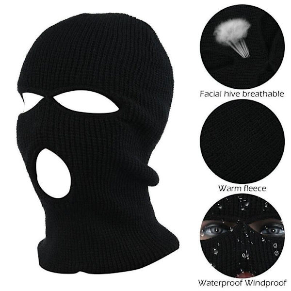 Varm Unisex Balaclava Mask med 3 Hål för Vinter Red