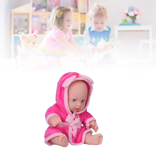 Nyfödd Reborn Babydocka 8 tum Realistisk Mjuk Kropp Simulering med Ros Röd Klänning, Mysig och Realistisk för Rollspel och Presentgivning
