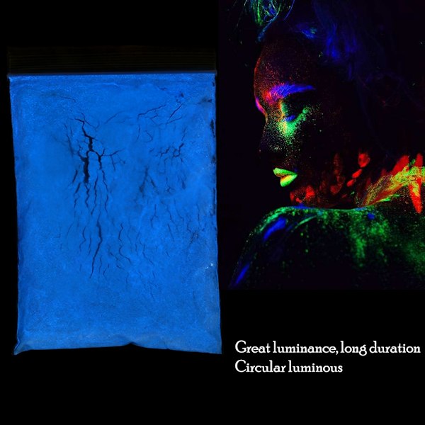 Noctilucent Blå Fluorescerande Lysande Pulverfärg DIY Pigment Nagellackbeläggning för Unik Glöd Effekt, Giftfri och Säker att Använda