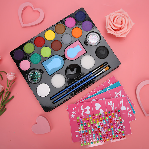 Ansiktsmålning Set för Barn, Glitterpulver och Kroppsmålning Pigment Kit för Barns DIY Kosmetik, Konst och Hantverk Verktygsset