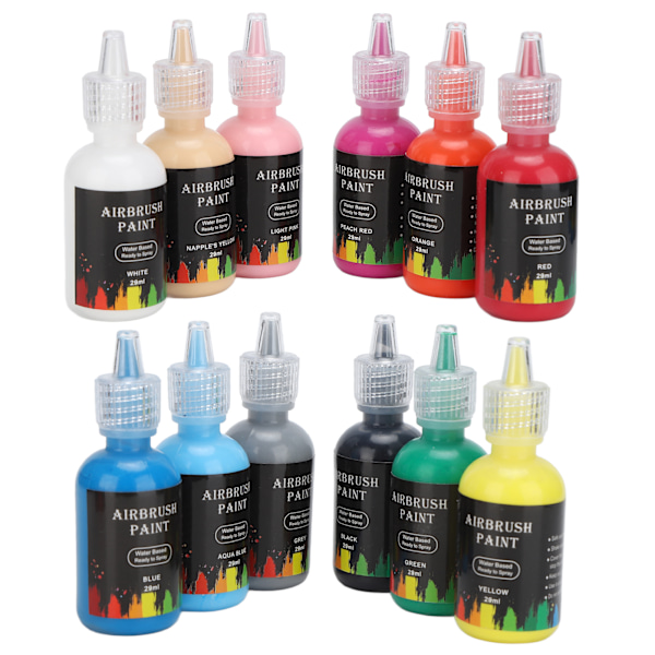 DIY Flytande Pigmentset 12 Färger 348ml för Konst Hantverk Måleri, Bildekorering, Klädfärgning, Bilvård och Konsttillverkning