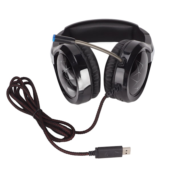 PS5 PC Brusreducerande Stereo Gaming Headset med Mikrofon, LED-Ljus, Mjuka Öronkuddar, Över-Örat USB-Kablad Hörlurar för Upplevelserik Spelupplevelse