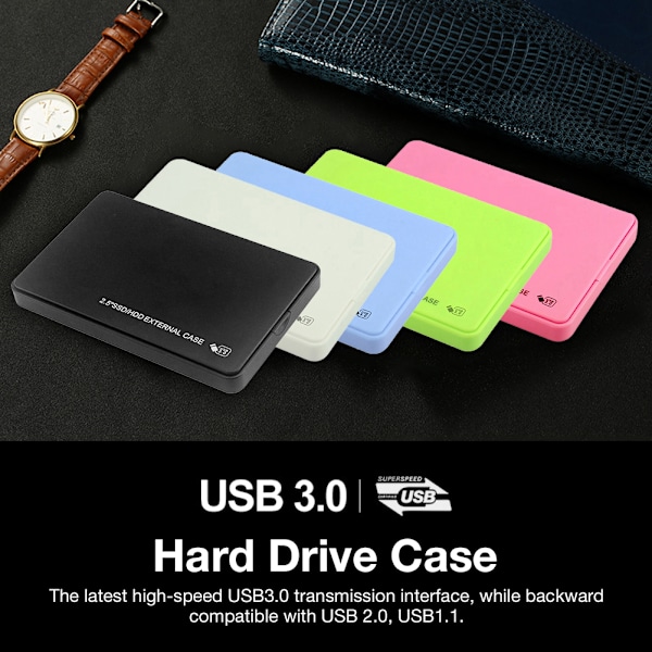 2,5 tums USB 3.0 extern hårddiskhölje, 5 Gbps SATA HDD SSD mobilt fodral för bärbar dator & stationär dator, hållbar aluminiumlegering, säker dataöverföring