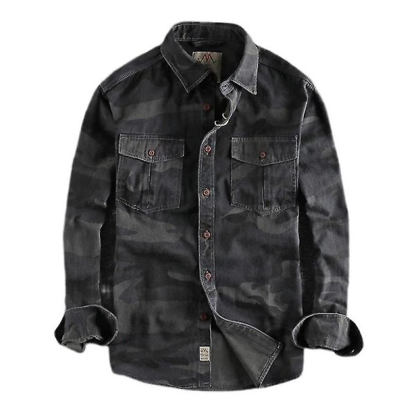 Herrar Militär Camouflage Skjorta Uniform black m