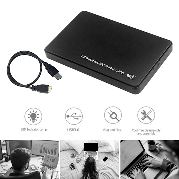 2,5 tums USB 3.0 SATA HDD SSD Extern Hårddiskhölje 5 Gbps för Bärbar Dator Stationär Dator Mobil Extern Väska