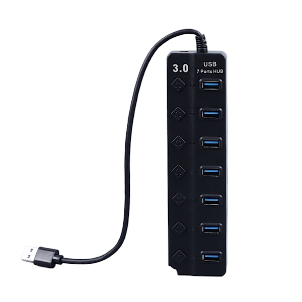 USB-C Hub med 7 Portar, Oberoende Strömbrytare, Kompakt Datahub-delare för Laptop, PC, Mobila Enheter, Kompatibel med USB-C, Snabb Laddning och Dataöverföring