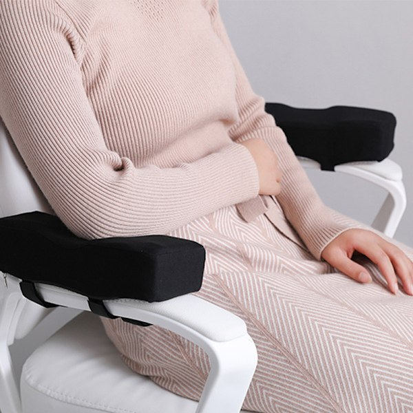 Ergonomiska Armstödsdynor för Spelstolar, Svart Flanell, Böjd Design, 6cm Fram, 3cm Bak, Armbågsstöd för Datorrullstol