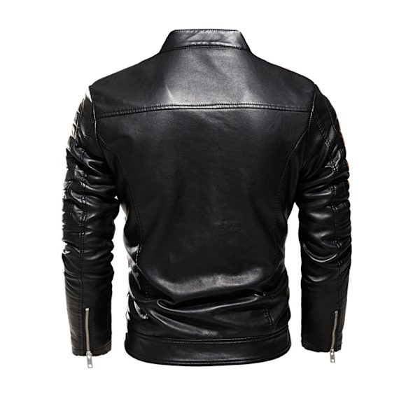 Herrar Läderjacka Mode Enfärgad PU Läderjacka Casual Motorcykeldräkt Stack Zip Slim Top Cool red 3XL