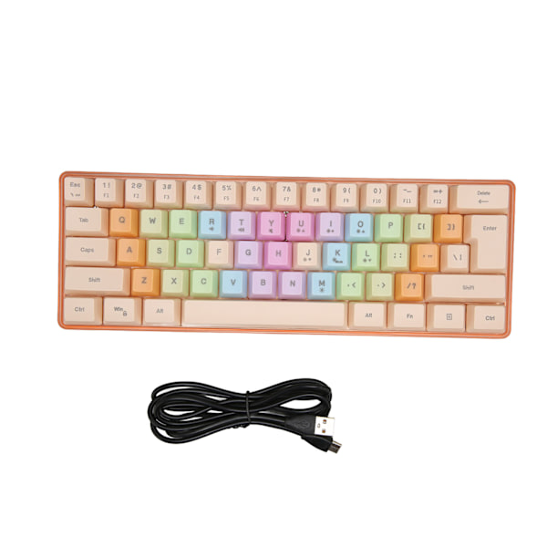 Mekaniskt tangentbord 61-tangenter RGB-bakgrundsbelysning Färgglada tangentlock Mini Trådbundet Spelkontroller Kontorstangentbord, Hållbara Aprikos Tangentbord med Programmerbara Makron