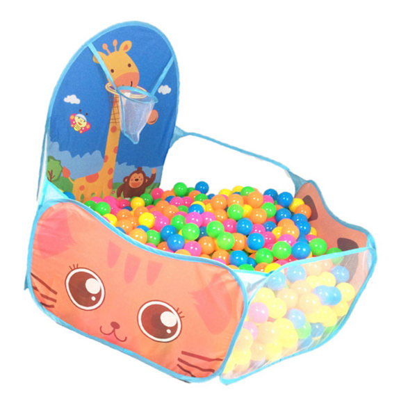 Barnens Vikbara Bollhavsspel Tält med Basketkorg, Cartoon Giraff Design, Bärbar Baby Lekpool för Flickor & Pojkar, Hållbar Blå Färg