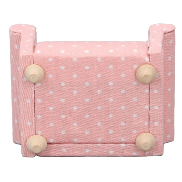 1:12 Skalig Dockhus Mini-Soffa Högkvalitativ Simulerad Fåtölj Rosa Vit Polka Dots Möbler för 1:12 Dockhus Dekoration
