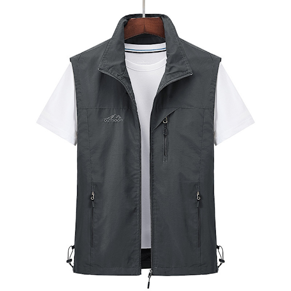 Vår-Sommar Herr Tactical Outdoor Bergsklättring Fiskeväst Andningsbar Multifunktionell Väst grey 4XL