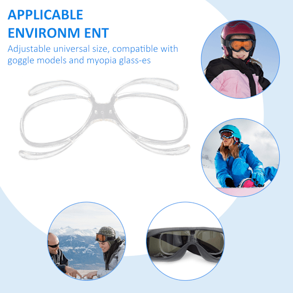 Universella Skidglasögon Prescription Insert Optisk Adaptor Flexibel Böjbar Inre Ram Snöbräda Goggle Storleksjusterbar för Optimal Passform och Komfort