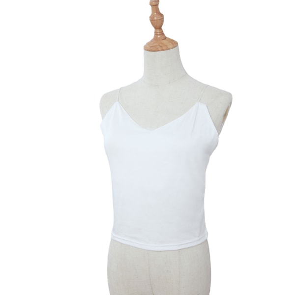 Elegant och moderiktig tröja med bottentröja slimmad väst enkel retro söt fräsch dam camisole WHITE L