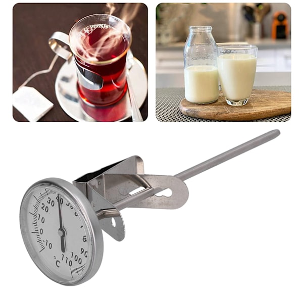 Rostfritt Stål Kaffetermometer för Kök Restaurang, Matlagning Mjölktermometer, Noggrann Temperaturmätning, Hållbar och Lätt att Rengöra