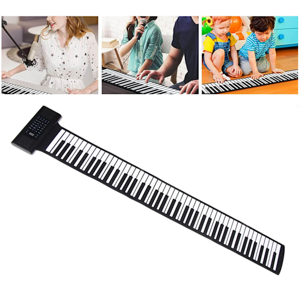 88 Tangenter Bärbar Rullbar Piano Dubbel Horn Vikbart Bluetooth MIDI Piano med Batteridrift, EU-kontakt, 100-240V, Perfekt för Resor, Hem eller Kontorsbruk