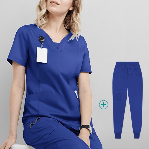 Elastisk Snabbtorkande medicinska arbetskläder Oraltandläkare Operationsrum Kirurgiska kläder Sommar Tunna Handtvättskläder royal-blue XL