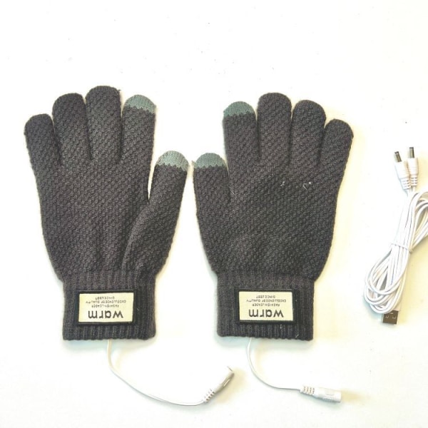 Eluppvärmda handskar USB Uppladdningsbara stickade thermal termohandskar män kvinnor Dark Gray