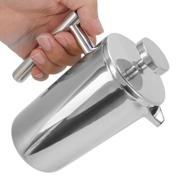 Bärbar fransk press kaffebryggare i rostfritt stål, dubbelväggig 800 ml, fransk presskanna för hem, utomhuscamping, resor, hållbar och läckagesäker design