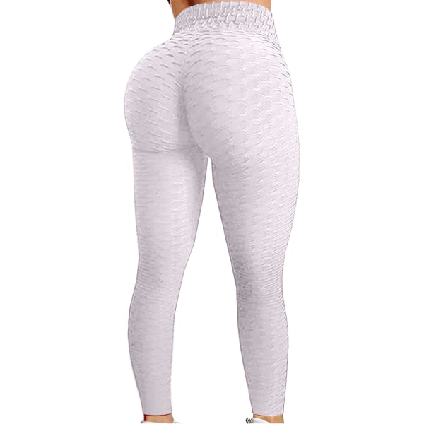 Push Up Leggings Sport Kvinnor Fitness Hög Midja Yoga Byxor White M