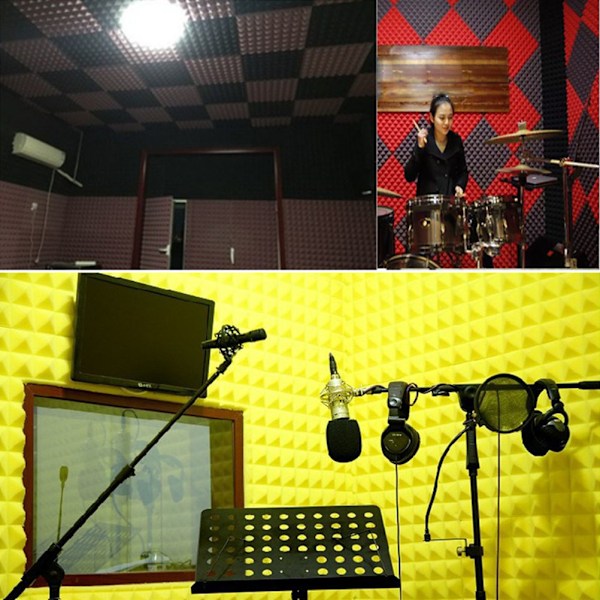 Studio Akustikbehandlingspaneler 12-pack Pyramid Ljudabsorberande Skumplattor för Hemmastudio, Teater, Musikrum, Kontorsljudisolering