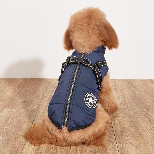 Stor Hundjacka med Selar Vinter Varm Hundkläder Vattentät Blue 4XL