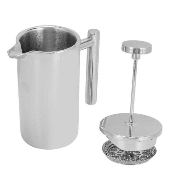 Bärbar fransk press kaffebryggare i rostfritt stål, dubbelväggig 800 ml, fransk presskanna för hem, utomhuscamping, resor, hållbar och läckagesäker design