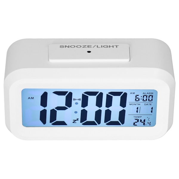 Stor Digital Väckarklocka med LED-Display, Elektroniskt Nattljus, Snooze-Funktion, Väckarklocka för Sovrum, Hemmakontor, Vit