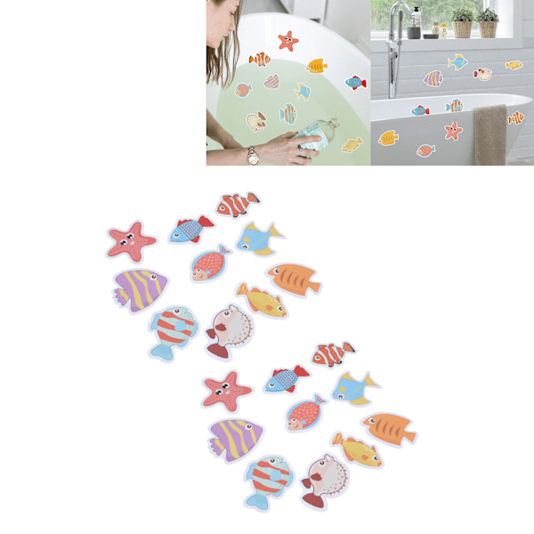 Vattentäta Halksäkra Badkarsdekaler 2 Set, Självhäftande Mögelbeständiga, Matta Färgglada Fiskar för Babyshower Säkerhet, Lätt att Rengöra Hållbara