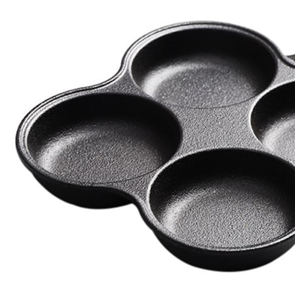 Gjutjärnspanna för ägg, 4 koppar, anti-klibb, non-stick, för induktion och gasspis, jämn värmefördelning, enkel rengöring