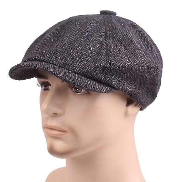 1st Boina Peaky Blinder Vintage Newsboy Cap Bomull Basker Man Platt Peaky Basker Hattar Casual Fiskbens Boina Peaky Blinder dark gray