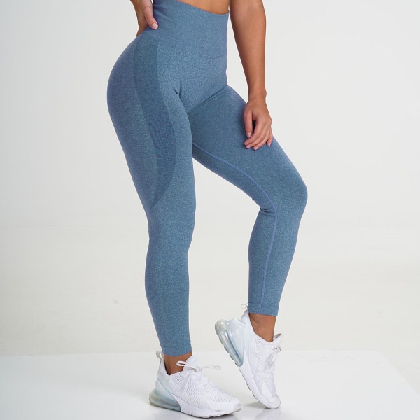 Spräckliga sömlösa Leggings Kvinnor Mjuka träningstights Fitness Outfits Yogabyxor Gymkläder med hög midja Light Gray XL