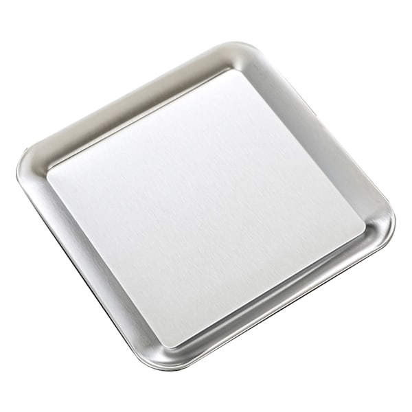 Serveringsfat i rostfritt stål, fyrkantig, silverfärgad, för grillning, hem och utomhusfester