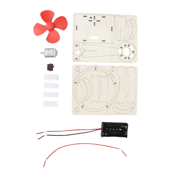 Pedagogisk Elektrisk Fläktmodell i Trä för Barn, DIY Trähantverk, Intressant Vetenskapsprojekt för Barn, Lätt att Montera