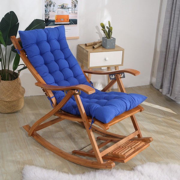 Lång Fällbar Recliner Gungstol Bomullsdyna Plyschdyna Bambustol Dyna Blue 48x120cm