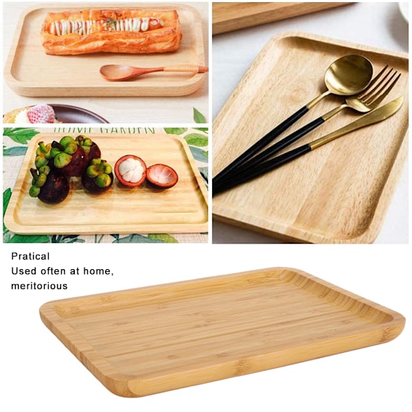 Rektangulär Serveringsbricka i Bambu för Hushållsbruk, Förvaringsplatta för Mat, Frukt och Kakor, Hållbar och Miljövänlig