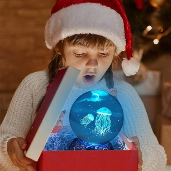 Kristallkula Ornament Glödande Hartsbas Glas Ornament 3D Graverad Studentgåva