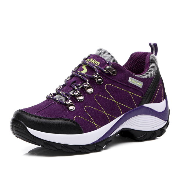 Kvinnor vandringsskor Andas Låg Top Outdoor Athletic Sneakers för Walking Trekking Klänning Skor purple 35
