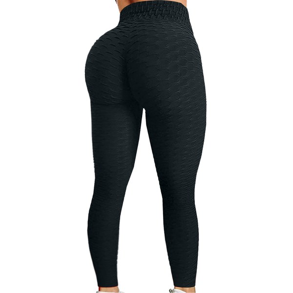 Push Up Leggings Sport Kvinnor Fitness Yogabyxor med hög midja Black M