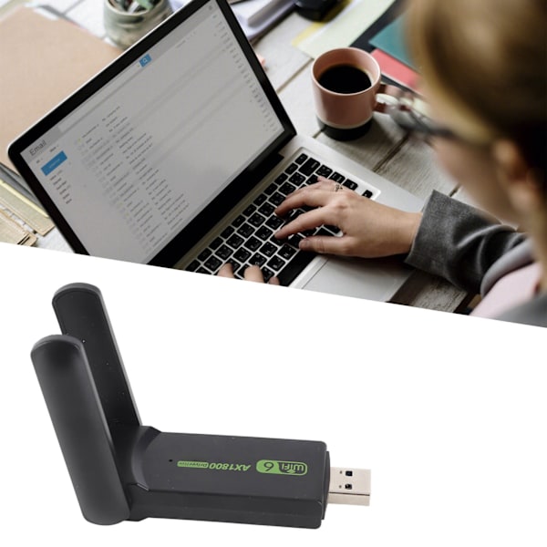WiFi 6 USB3.0-adapter, 2.4GHZ till 5.0GHZ AX1800Mbps MU MIMO USB-nätverkskort för PC-skrivbord, bärbar dator, snabb och pålitlig anslutning