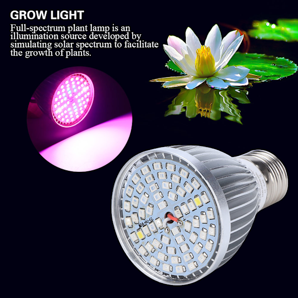 60W Full Spectrum Växtlampa 60LED för Hydroponisk Odling 85-265V